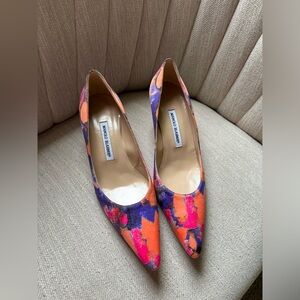 Manolo Blahnik Vibrant Orange and Purple Heels